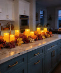 Battery Operated Tea Lights Flameless LED Votive Candles Pack Of 200 With Warm Yellow Glow arranged on a kitchen island