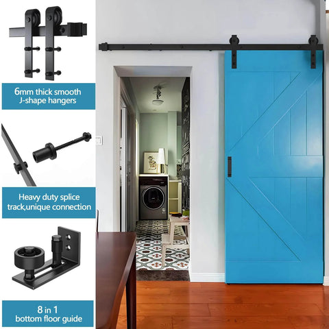 Heavy Duty Sliding Barn Door Kit With Five Foot Track Built To Last 350 Lb Capacity For Doors From One And Three Eighths