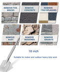 "Two Pack SDS Max Shank Masonry Chisel Bits Four And One Third Inch By Eighteen Inch Clay Spade Alloy Steel Digging Bit For Concrete Brick Stone And Garden DIY Projects Heavy Duty For Home Renovation shown removing various surfaces"