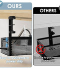 Comparison of 25 Inch Under Desk Cable Management Tray No Drill Clamp showing easy installation and heavy duty metal cord organizer.