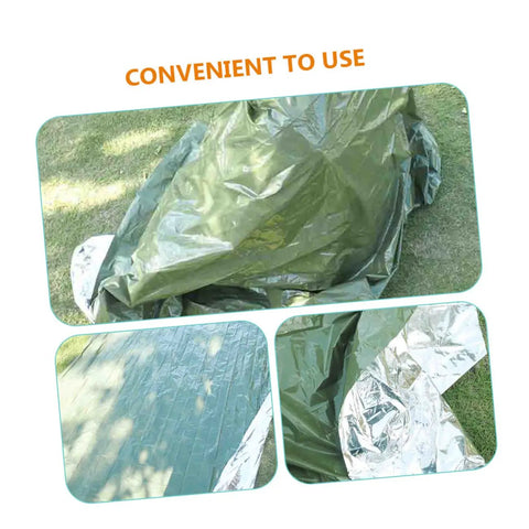 3 Pack Thermal Survival Blankets Emergency Kit for Beach Mat Camping Rug Tent Ground Cover Reflective Foil Gear in olive green