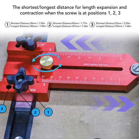 Table Saw Thin Jig With Roller Design Aluminum Alloy Build Adjustable Length For 19mm And 30mm T Slot Tracks Close-up