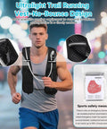 Ultra Lightweight Hydration Vest 5L Water Backpack with 2L BPA Free Bladder worn by runner, close-up detail of mesh and bladder
