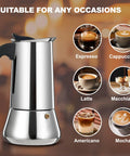 Stainless Steel 4 Cup Stovetop Espresso Maker Moka Pot For Home And Camping Induction Compatible Mocha Coffee Brew With Rich Aroma