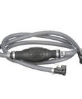 Portable Marine Fuel Tank Line Kit With Ethanol-Resistant Tubing And Primer Bulb for safe boat refueling, gray hose and fittings shown