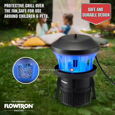 Outdoor Bug Trap With UV Light And Powerhouse Fan For Half Acre Coverage, showing protective grill and safe design for pets