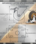3 Inch Heavy Duty Caster Wheels Set Of Four dimensions and specifications on a diagram, detailing materials and design features.