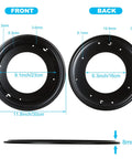 Rock Solid Four Pack Of Twelve Inch Lazy Susan Bearings Forged From Heavy Duty Galvanized Steel Delivers Thousand Pound Load Capacity For Tough Corner Shelving And Quick Serve Display Tiers, showing front and back views with measurements.