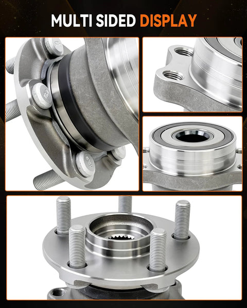 2 Pack Rear Wheel Bearing Hub Assembly 512518 Fits Subaru Forester 2014 To 2018, Impreza 2012 To 2021, Side View and Details