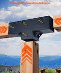 Heavy Duty 3 Way Pergola Brackets Kit For 4x4 Wood Beams 3.5x3.5 Inch T Shape Connectors With Screws installed outdoors