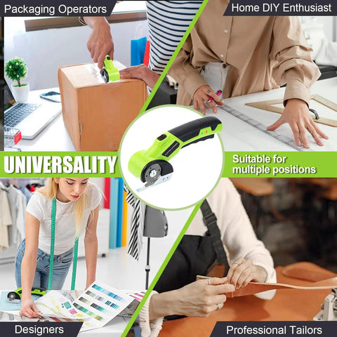 Professional Grade 3.6V Cordless Electric Scissors And Cardboard Cutter being used for packaging, DIY projects, and tailoring.