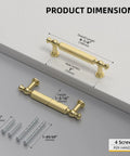 Product dimensions of 5 Pack 3 Inch Gold Cabinet Pulls Brushed Gold Drawer Handles Zinc Alloy Hardware For Kitchen Cupboard Bathroom Bedroom With 76mm Hole Centers And Easy Install