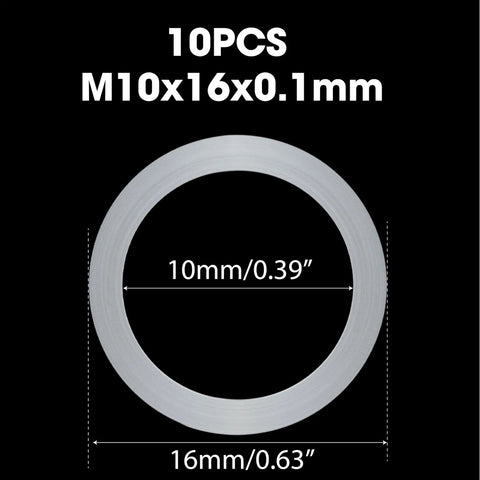 Ultra Thin M10x16x0.1mm Shim Washers Set, 10Pcs 304 Stainless Steel Plain Gasket Crush Washers with dimensions