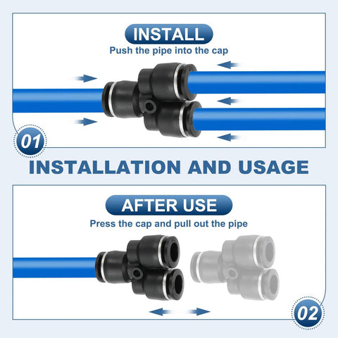 Installation guide for Six Pack Y Shape Push To Connect Fittings 1 8th Inch OD Tube Reducer Connector for Pneumatic Systems