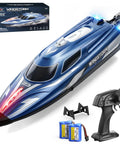 Fast 25 KPH RC Speed Boat For Kids With LED Lights Long Range 2.4GHz Remote Self Righting Waterproof Racing Boat With Accessories