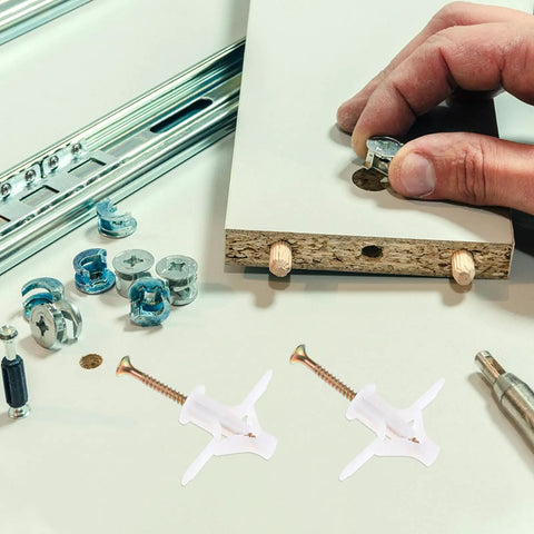 Beefy Drywall Anchor Kit With Nylon Expansion Screws M8x38 Self-Drilling Hollow Wall Anchors For Gypsum Board Installation, 100-Piece Set