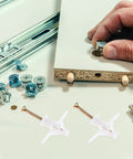 DIY Ready Expansion Screw Kit For Drywall Anchors With Nylon Plastic Aircraft Type M8x38, screws and anchors on a workbench