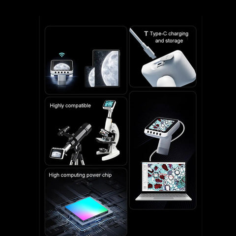 Dope WiFi Eyepiece For Telescopes And Microscopes With 2.8 Inch Display demonstrating live view and compatibility features