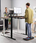 Standing Desk Mat With Anti Fatigue Bar And Wooden Wobble Balance Board For Ergonomic Comfort And Active Office Or Home Use showcased in work setting