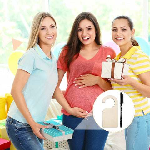 Women holding gifts with inset of a Wooden Closet Divider Set With Marker Pen, 24 Blank Size Dividers for organizing clothes.