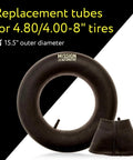 4.80/4.00-8 Inch Tire Inner Tubes For Wheelbarrows And Trailers, Heavy Duty Rubber Tubes That Stand Up To Rough Jobs, Pack Of 2
