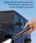 High Pressure Car Wash Gun With Booster Nozzle And Hose Set For Household Cleanup spraying water on black SUV