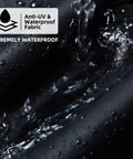 Close-up of 600D waterproof fabric with water droplets for Waterproof Pizza Oven Cover For Arc And Tread Models Outdoor 600D Tear Resistant Windproof With Drawstring Cover Only Fits Arc And Tread Ovens Heavy Duty Outdoor Accessory