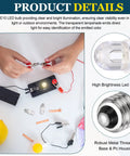 6 Piece E10 Mini LED Bulbs DC 4.5 To 5 Volts At 0.2 Watts Delivering A Slick White Glow showcased in hands assembling a circuit.