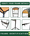 Frame details for RipLock 350 Replacement Canopy Top Cover For Cobana 8x4.6 Gazebo Beige Easy-Fit For CA-GZ-N01 N02 N03 N09