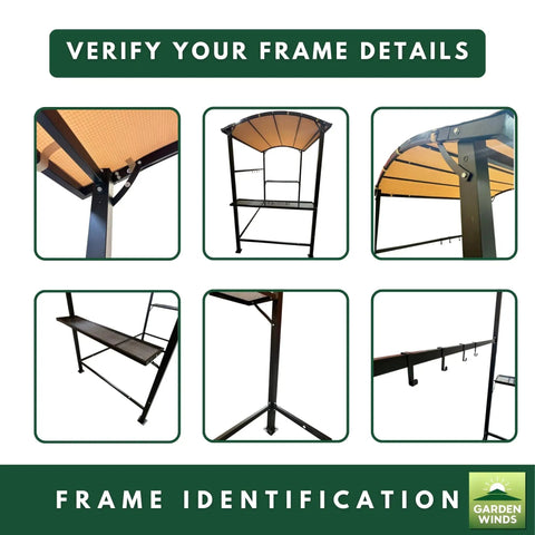 Frame details for RipLock 350 Replacement Canopy Top Cover For Cobana 8x4.6 Gazebo Beige Easy-Fit For CA-GZ-N01 N02 N03 N09