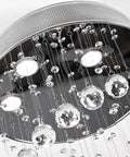 Close-up of Spiral Crystal Raindrop Chandelier With Five Lights, Modern Flush Mount Round Pendant Lighting, K9 Clear Ball