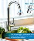 Four Mode Chrome Faucet Aerator Delivering Smooth As Butter Water Flow And Splash Free Performance To Kick Annoying Splashes To The Curb While Upgrading Your Kitchen Sink Routine With Zero Hassle on 360 swivel faucet in kitchen.
