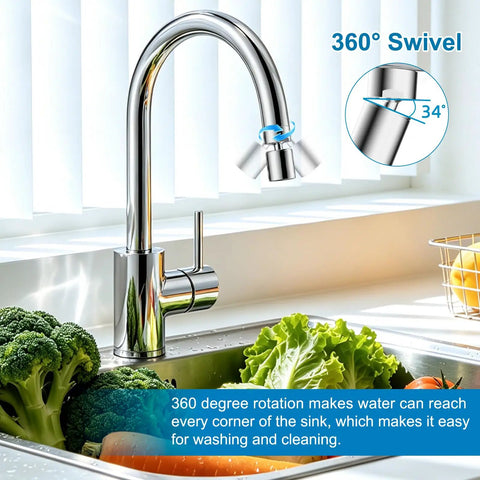 Four Mode Chrome Faucet Aerator Delivering Smooth As Butter Water Flow And Splash Free Performance To Kick Annoying Splashes To The Curb While Upgrading Your Kitchen Sink Routine With Zero Hassle on 360 swivel faucet in kitchen.