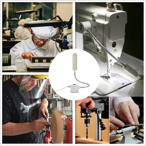 Gooseneck Magnetic Work Light Set For Sewing Machines Lathes Drills And Benches White Soft LED With 36 LEDs Flexible Neck Installed