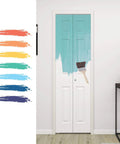24 Inches By 80 Inches Bifold Barn Door With Hardware Kit, White Primed 6 Panel Hollow Core Interior Closet Door, partially painted