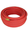 Coiled red Pro Grade 50 Foot 3/8 Inch Variflex Rubber Air Hose With 300 PSI Working Pressure And 1200 PSI Burst