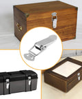 4 Pack Stainless Steel Spring Loaded Toggle Latches With Screws Heavy Duty Hasp Clamps attached to wooden chest and plastic toolbox