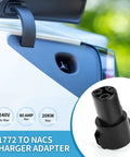 Level 2 EV Charger 240V 48A J1772 Electric Vehicle Charger With NEMA 14-50 Plug And Tesla Adapter shown with adapter