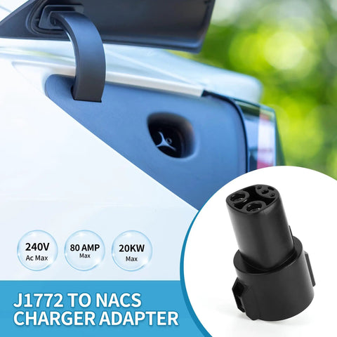 Level 2 EV Charger 240V 48A J1772 Electric Vehicle Charger With NEMA 14-50 Plug And Tesla Adapter shown with adapter