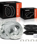 12.6 Inch Front Drilled And Slotted Disc Brake Rotors With Ceramic Pads Kit Beefed Up 6 Piece Set for Nissan Murano SUVs
