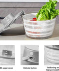 Massive 4L Electric Salad Spinner With Wireless Usb Charging Heavy Duty Veggie Dryer And Roomy Lettuce Bowl with lettuce inside.