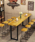 Pub setting with 40 Inch Bar Height Table Legs Set Of 2 Built To Last Heavy Duty Metal Rectangular Iron Furniture Legs and wooden tabletop.