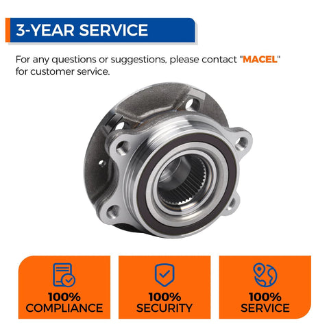 Image of a wheel hub bearing assembly, compatible with Audi models, featuring secure design for front and rear installation.