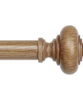 Heavy Duty Wooden Curtain Rods For Windows 48 To 84 Inches with Boho Wood Grain Finials, 1 Inch Diameter Adjustable Drapery Pole