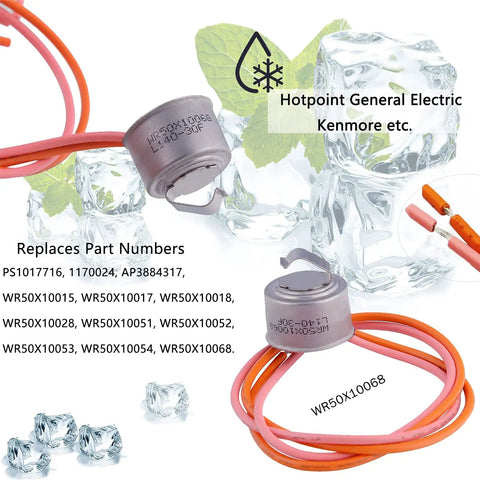 Plug And Play Complete Refrigerator Defrost Heater Kit With Temperature Sensor And Defrost Thermostat Replacement Set Includes WR51X10055 WR55X10025 WR50X10068 Replaces WR51X10030 with ice cubes