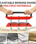 Person using 3 Station Metal Roofing Bender With 0 To 90 Degree Edge Roller Large Radius Sheet Metal Bender for multiple materials.