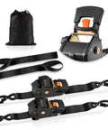 Two Pack Retractable Ratchet Straps 2 Inch By 10 Foot Tie Down Straps With S Hooks And Soft Loops, 3033 Lbs Break Strength, 1011 Lbs Working Load