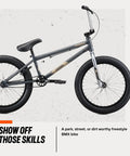 Legion L60 Kids Freestyle BMX Bike Park And Street Ready, 20-Inch Wheels, Hi-Ten Steel Frame, Micro Drive 25x9T, Gray