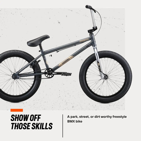 Legion L60 Kids Freestyle BMX Bike Park And Street Ready, 20-Inch Wheels, Hi-Ten Steel Frame, Micro Drive 25x9T, Gray