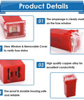 Jcase Fuse Assortment Kit For Trucks Cars And Suvs Contains 36 Heavy Duty Low Profile And Tall Blades rated 20 to 80 Amps, showing clear amperage window.